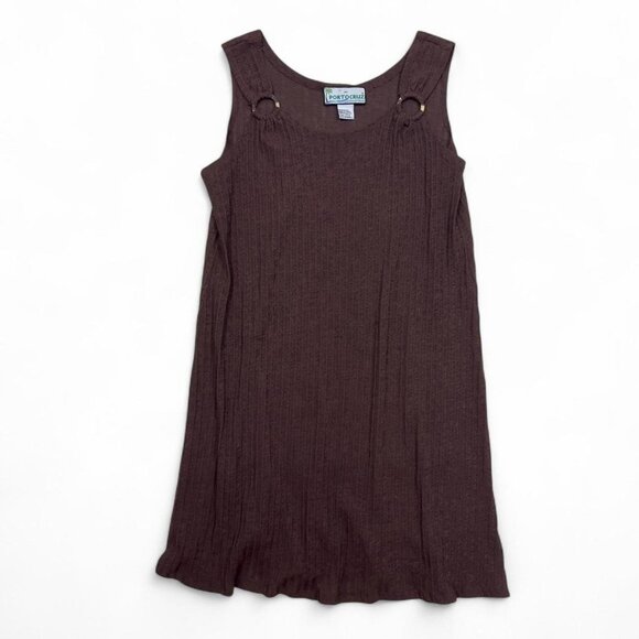 Vintage Portocruz Brown Sheer Dress Y2K Coverup Beach‎ Boho Mini Medium - Picture 1 of 4